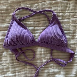 Purple glitter target bikini top